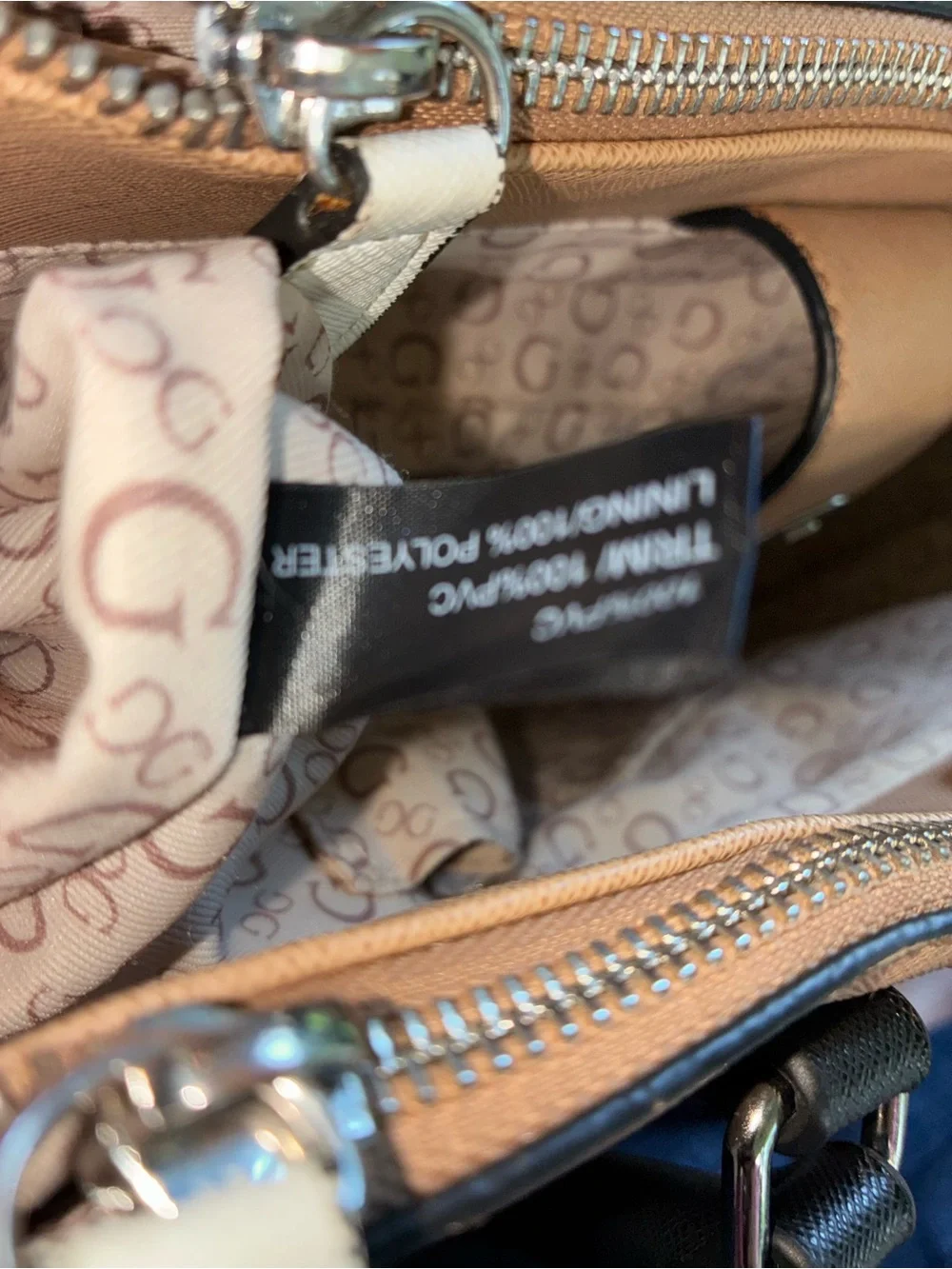 GUESS Tan, Black & Cream Structured Shoulder Tote